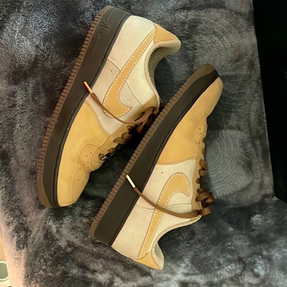 Air Force 1 Tweed Brown/Suede. Light wear, still good tons of life left in these